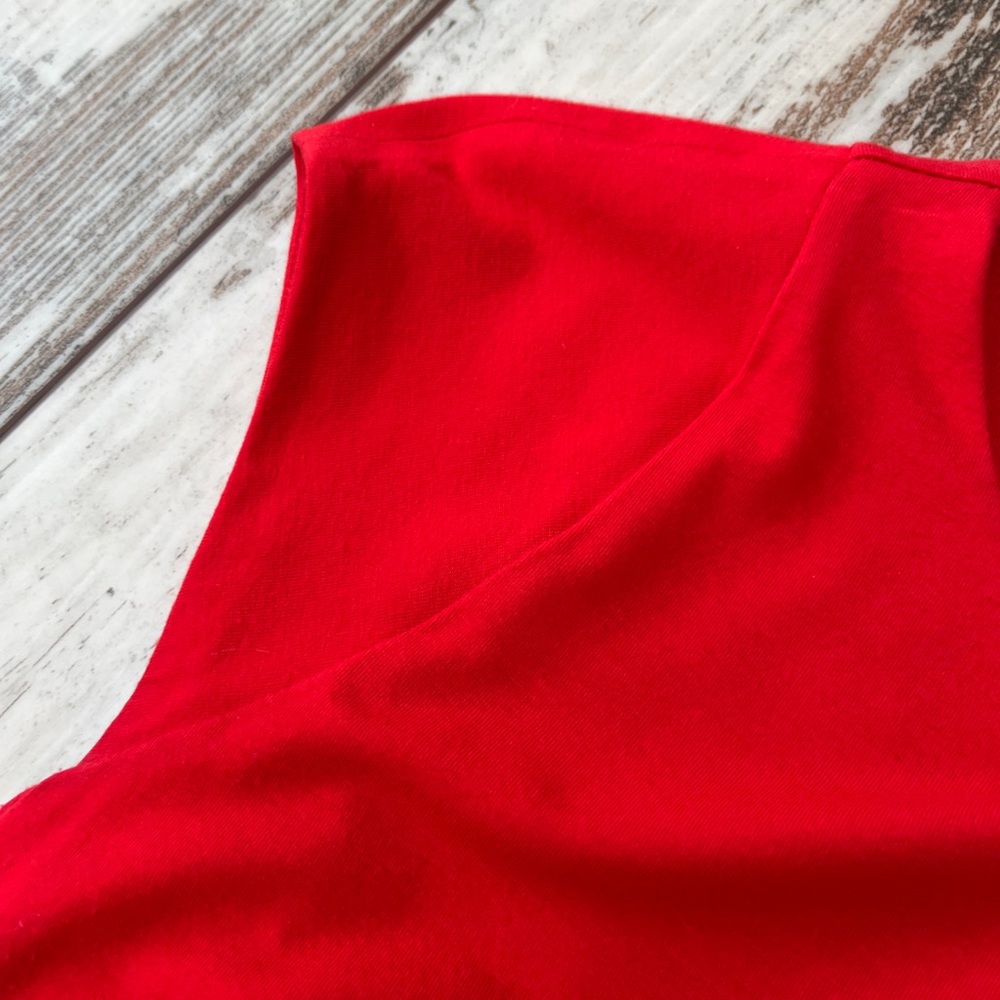 Ann Taylor Red Cap Sleeve Tie-Waist Sheath Dress Petite 2P - Picture 4 of 12